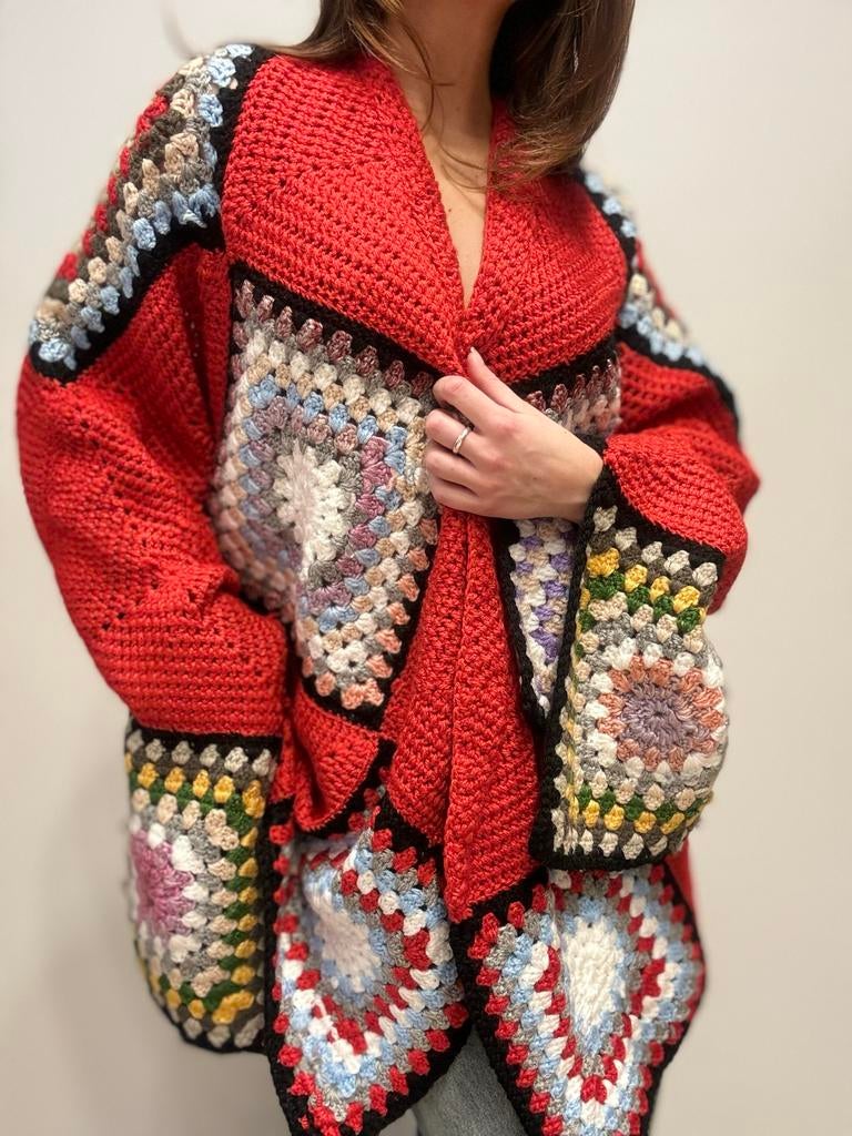 Ibiza Handgemaakt Gehaakt Vest Kimono, Ophalen of Verzenden, Zo goed als nieuw, Maat 42/44 (L), Overige kleuren