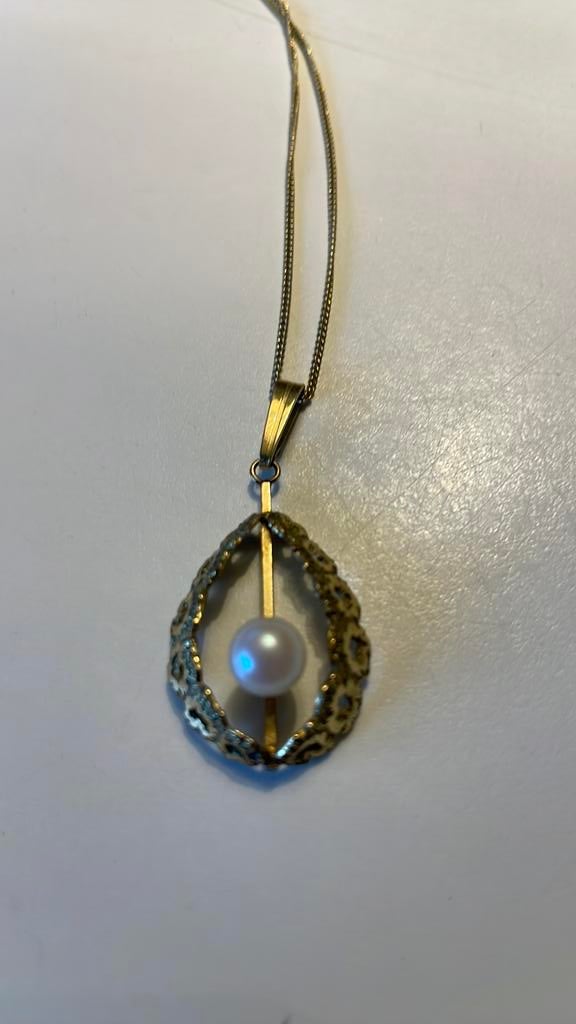 Vintage double ketting met hanger, Ophalen of Verzenden, Overige materialen, Ketting