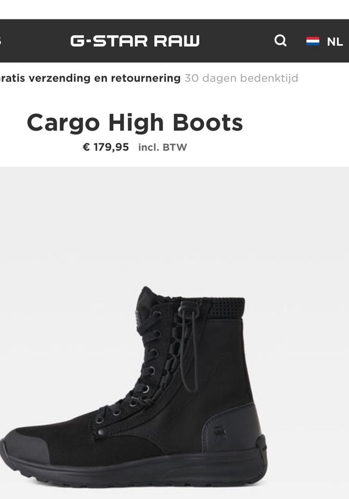 G Star Raw Cargo High Boots / design schoenen zwart 44 of 43, Kleding | Heren, Zwart, Boots, Ophalen of Verzenden, Zo goed als nieuw