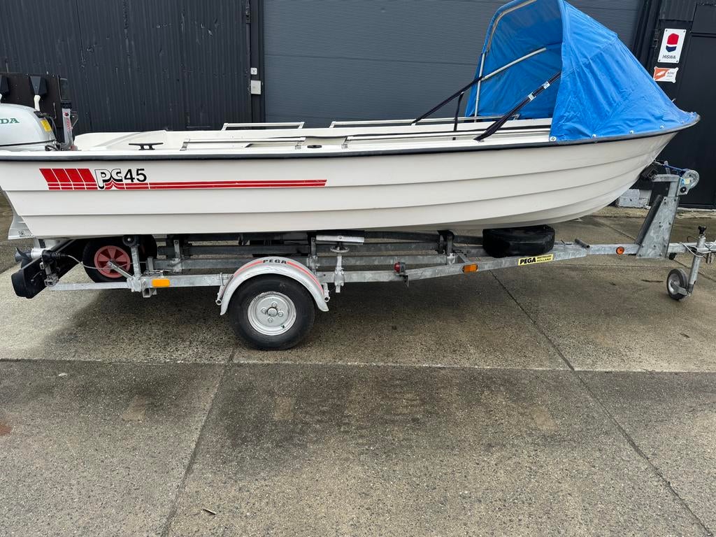 Te koop PC45 tour visboot met Honda BF10 elektrisch gestart, Watersport en Boten, Vis- en Consoleboten, Ophalen, Gebruikt, Tot 10 pk