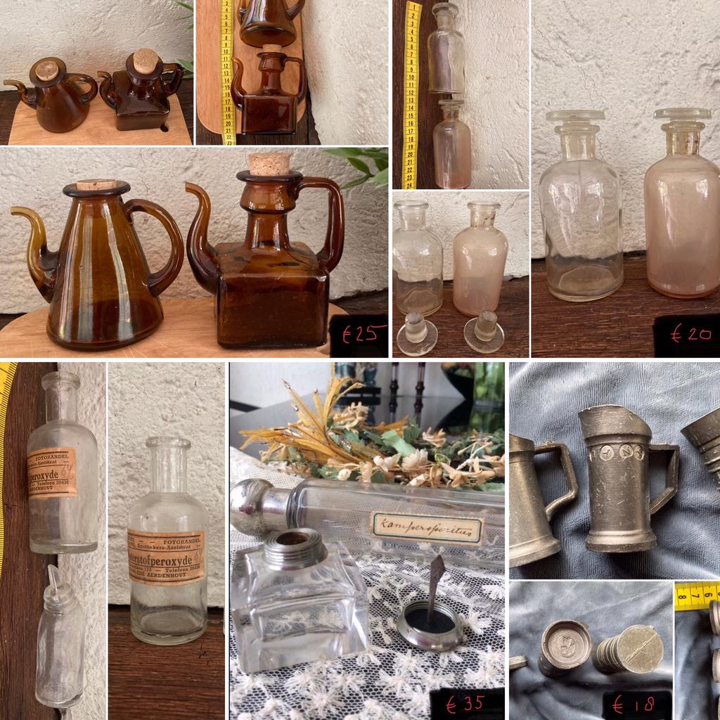 🌿 Apotheek “VERSCHILLENDE ANTIEKE APOTHEKERS FLESJES e.a”🌿, Verzenden