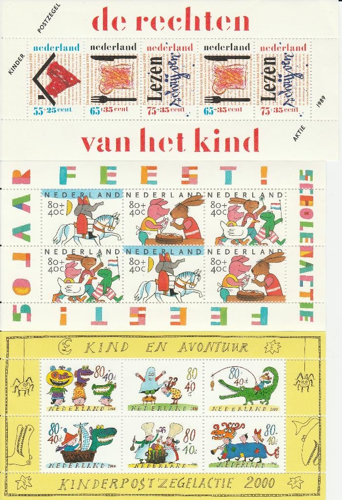 kinderpostzegels 1989, 1998, 2000, Postzegels en Munten, Postzegels | Nederland, Ophalen, Postfris