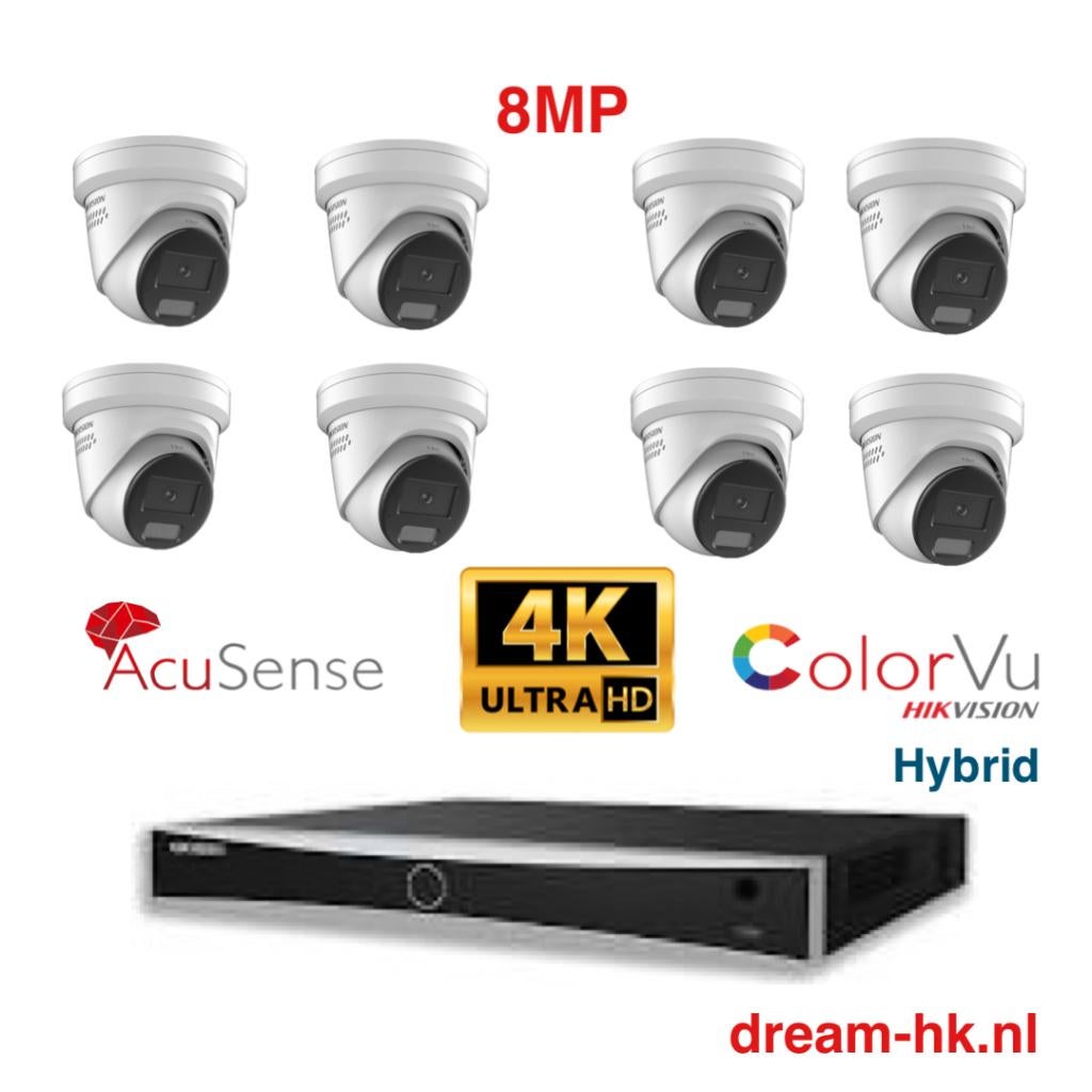8MP Hikvision Hybrid ColorVu 3.0 IP PoE set/NVR+8x camera