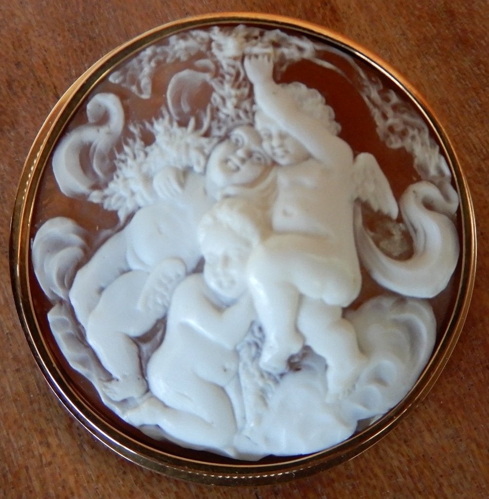 Antieke ronde camee, Sieraden, Tassen en Uiterlijk, Antieke sieraden, Ophalen, Overige materialen, Broche