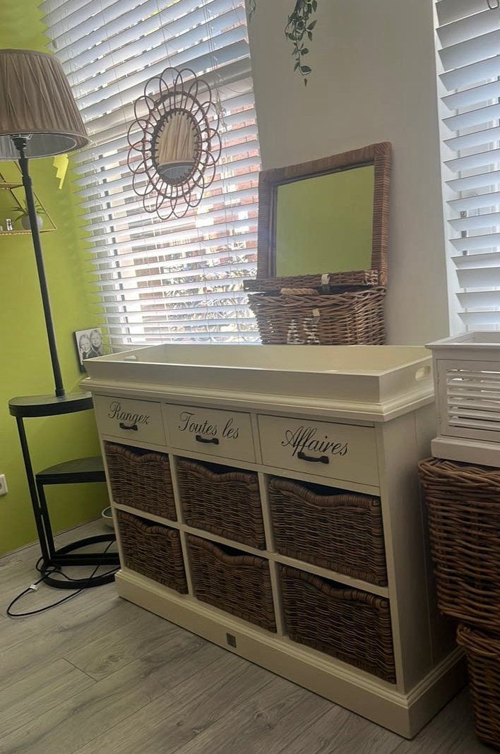 Riviera Maison dressoir + RM lamp  (nwpr € 1170), Ophalen, Gebruikt, 100 tot 150 cm, Alom