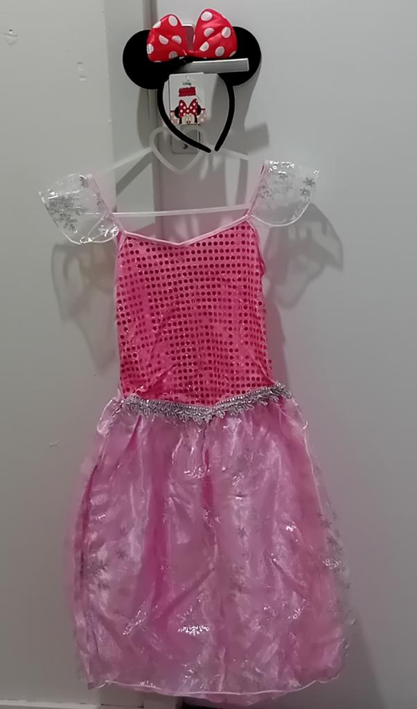 Nieuw! Minnie Mouse prinsessenjurk met Disney haarband., Ophalen, Nieuw, 122 t/m 128, Meisje