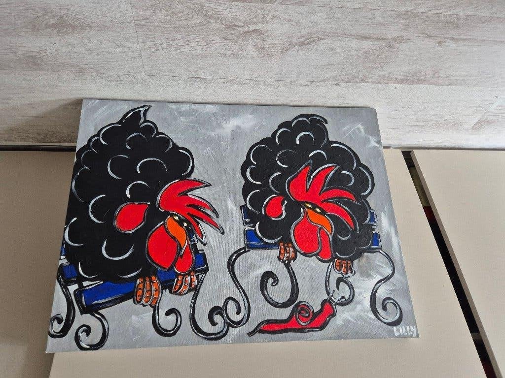 koopje 5 originele lilly schilderijen gesigneerd, Ophalen