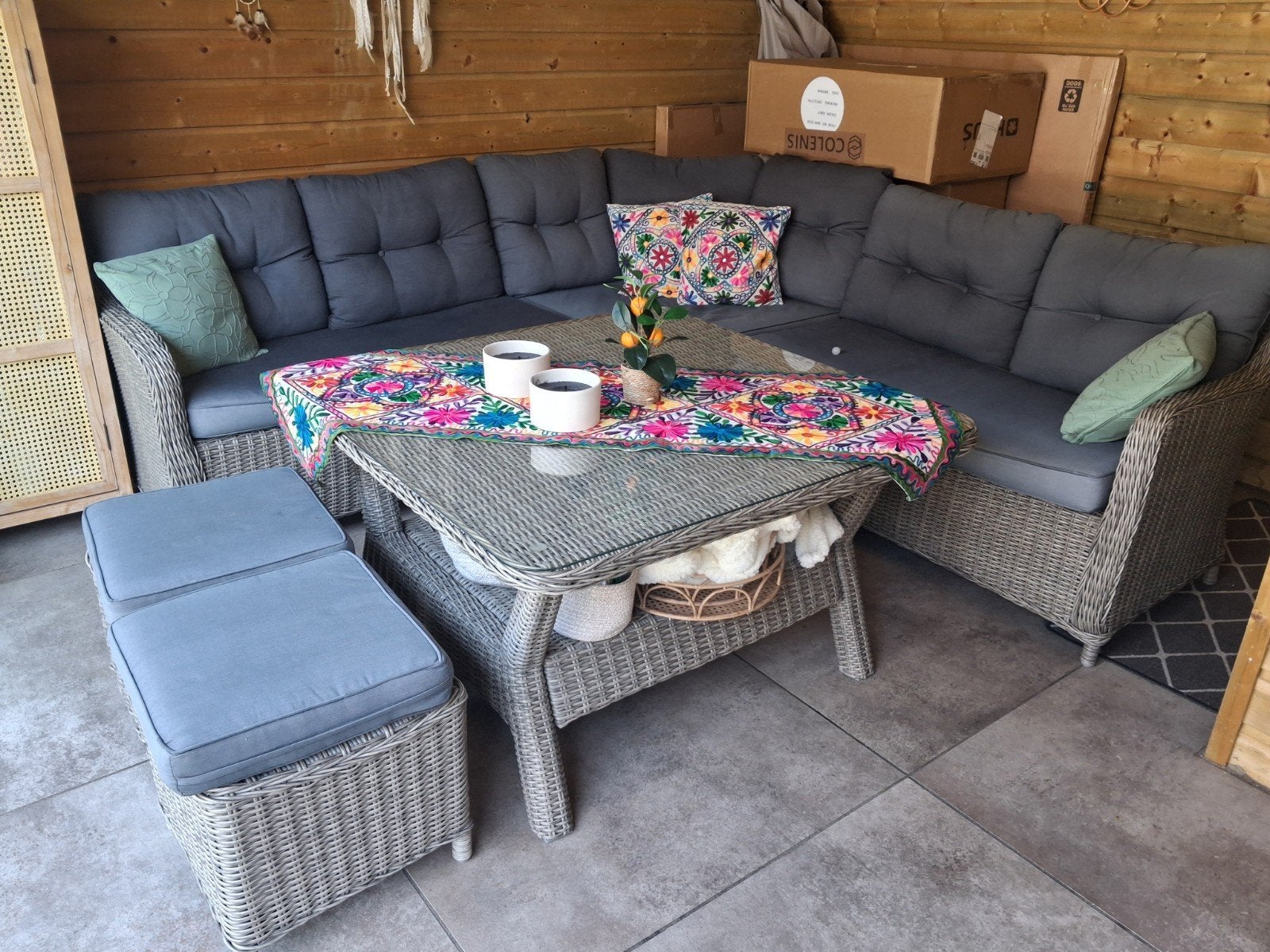 loungeset hoekbank, Tuin en Terras, Tuinsets en Loungesets, Ophalen, Gebruikt, Wicker, Bank