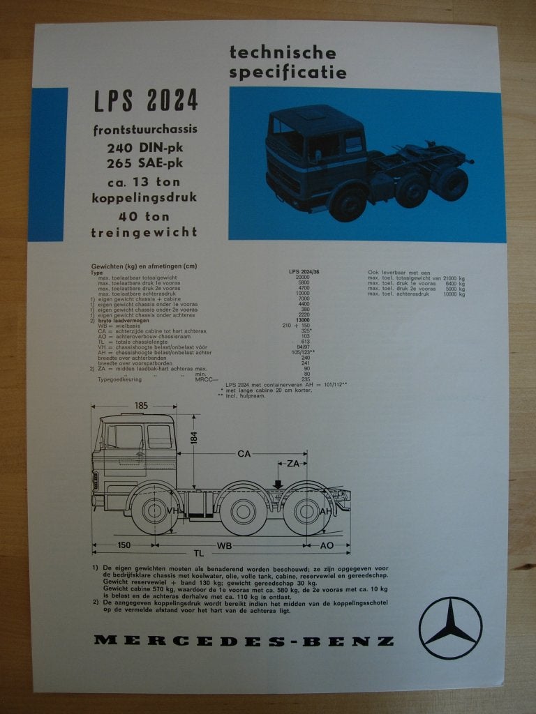 Mercedes 2024 LPS Specificatie Brochure 1971 LPS2024, Zo goed als nieuw, Mercedes-Benz, Mercedes, Ophalen of Verzenden
