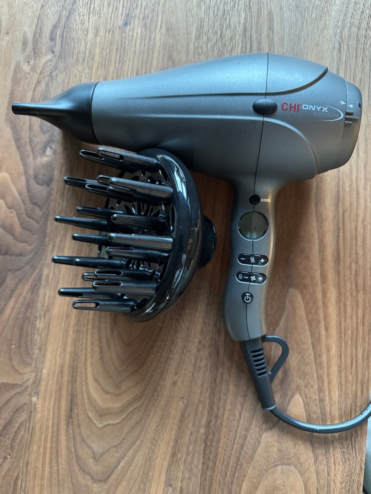 CHI Onyx 3.0 Euroshine Föhn met diffuser en lang snoer, Witgoed en Apparatuur, Ophalen of Verzenden, Zo goed als nieuw, Haarverzorging