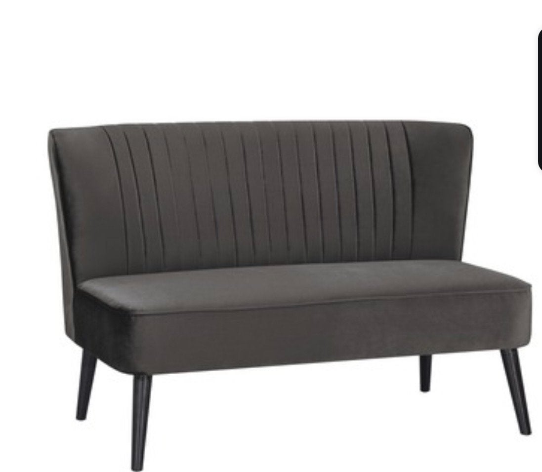 Bankje Liza in antraciet fluweel - 85x67x124 cm, Huis en Inrichting, Ophalen, Minder dan 75 cm, Rechte bank, Minder dan 150 cm