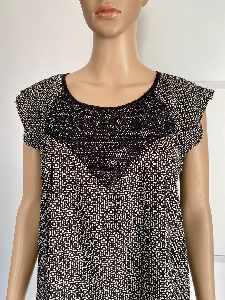 H305 Maison Scotch maat 2=M=38/40 top blouse blousje zwart/w, Maat 38/40 (M), Zwart, Zo goed als nieuw, Maison Scotch