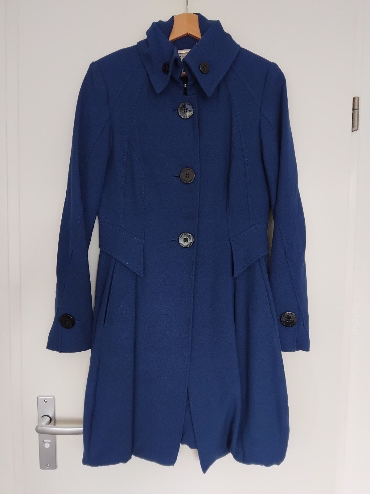 Karen Millen wollen jas, maat 38/40, Maat 38/40 (M), Karen Millen, Blauw, Ophalen of Verzenden