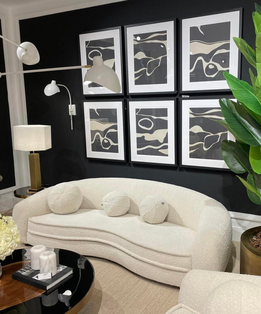 EICHHOLTZ Sofa & Poef Bouclé Cream, Ophalen of Verzenden, Zo goed als nieuw