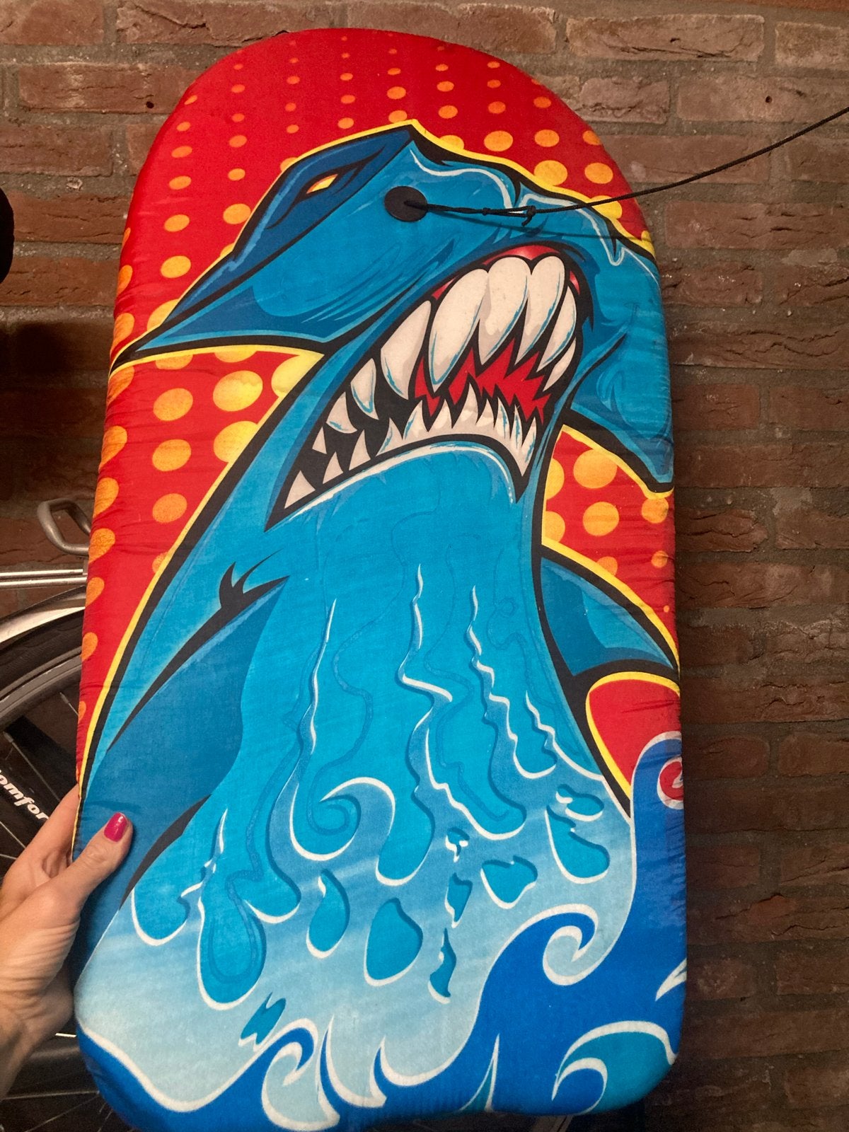 Foam surfplank met haaienprint, Ophalen, Gebruikt, Funboard, Met koord