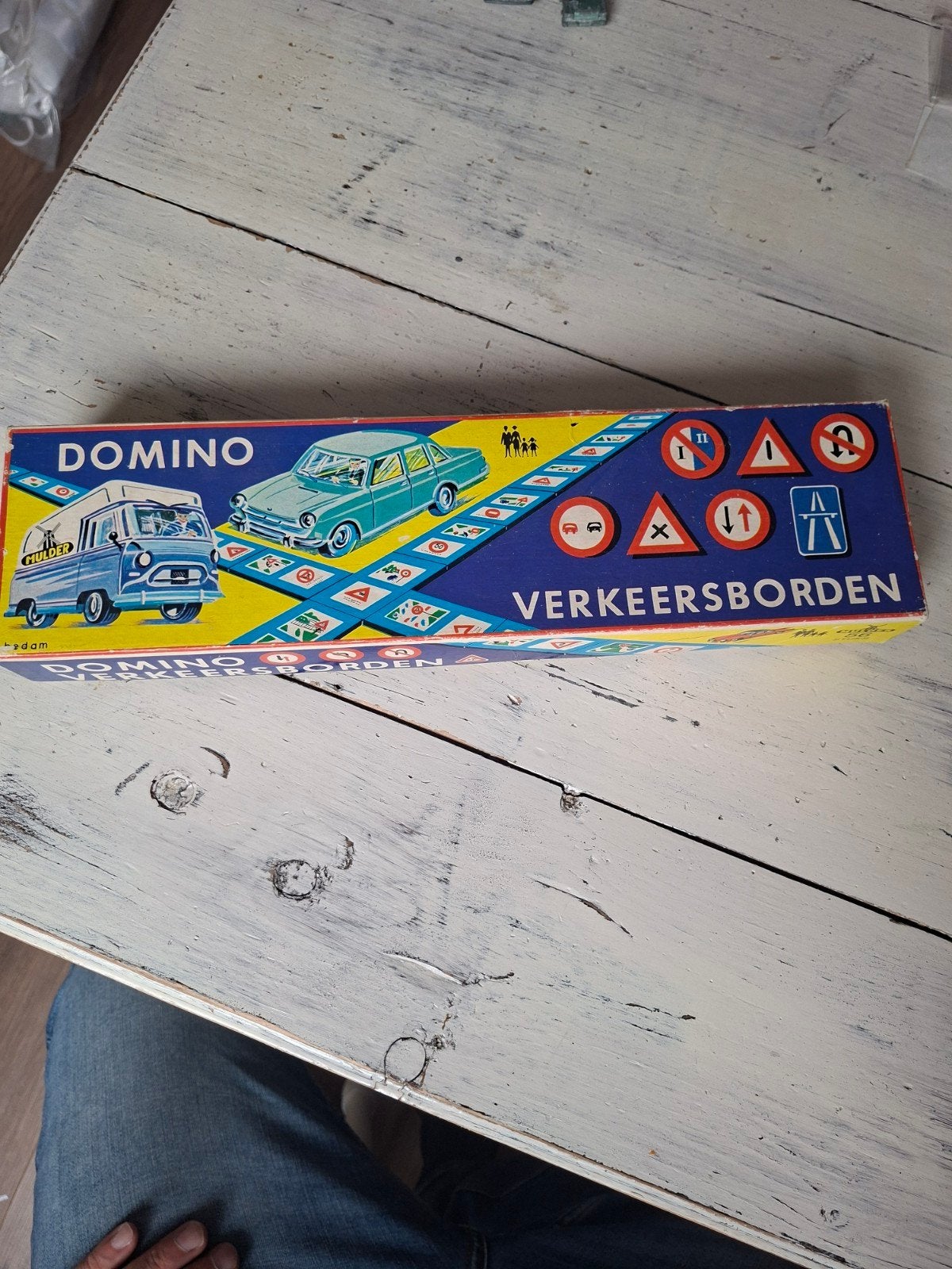 Vintage Domino Verkeersborden Spel - Educatief Bordspel, Een of twee spelers, Ophalen of Verzenden, Gebruikt
