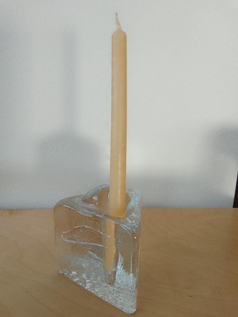 Driehoekige glazen kandelaar, Iittala Arkipelago, ijsblokje, Ophalen of Verzenden, Overige materialen, Minder dan 25 cm