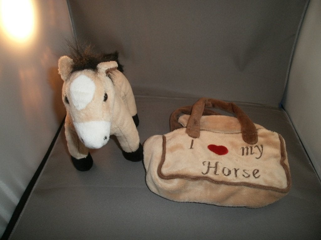 toys paard in tasje bruin zwarte hoefjes en manen witte bles, Paard, Overige merken, Overige karakters, Met kleding of accessoire