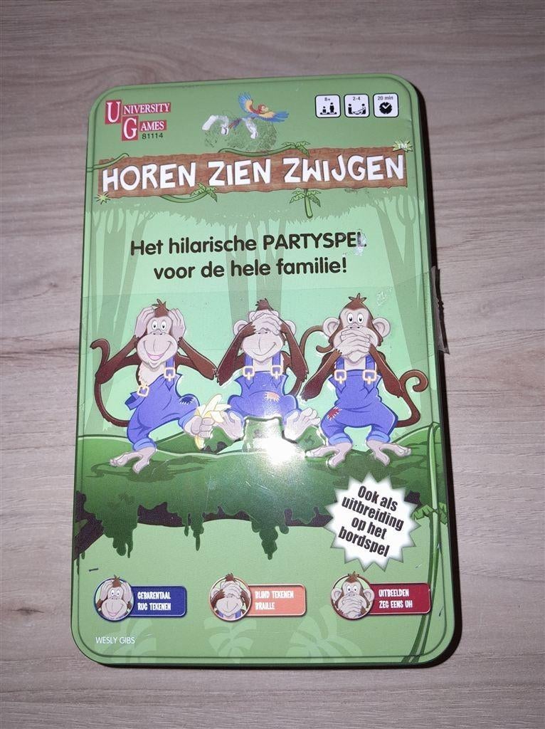 horen zien zwijgen in blik - s4903, Hobby en Vrije tijd, Gezelschapsspellen | Bordspellen, Verzenden, Zo goed als nieuw