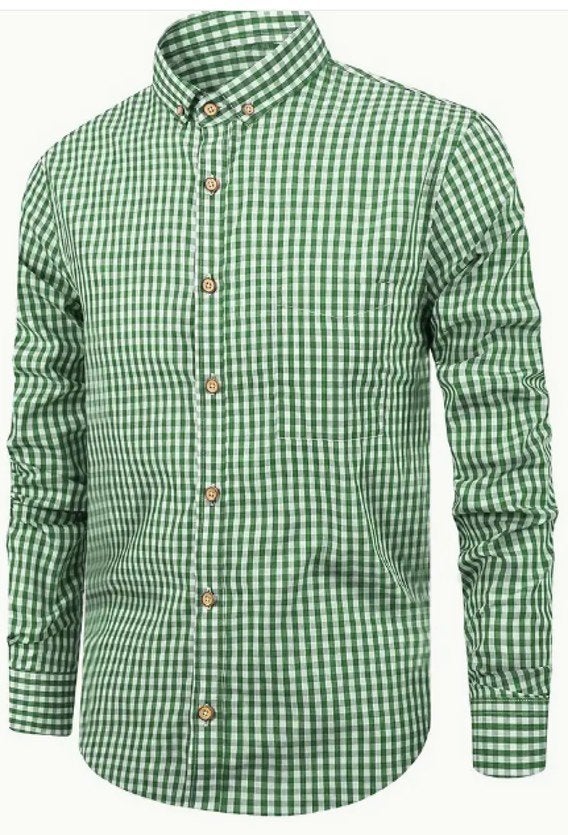 Trachten overhemd groen/wit maat s tm 4XL (4 kleuren), Ophalen of Verzenden, Nieuw, Groen, Halswijdte 43/44 (XL)