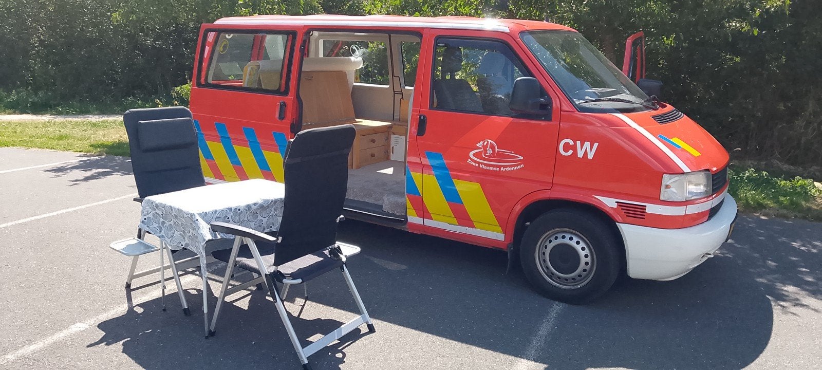 Unieke VW T4 Politie/Brandweer Camper -Handgemaakt Interieur, Overige carrosserieën, Leder en Stof, Grijs, Transporter