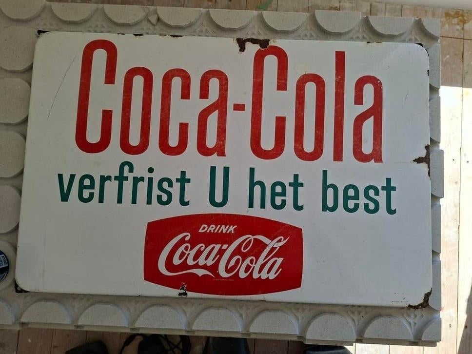 Langcat Bussum Emaille Coca-Cola bord, Ophalen of Verzenden
