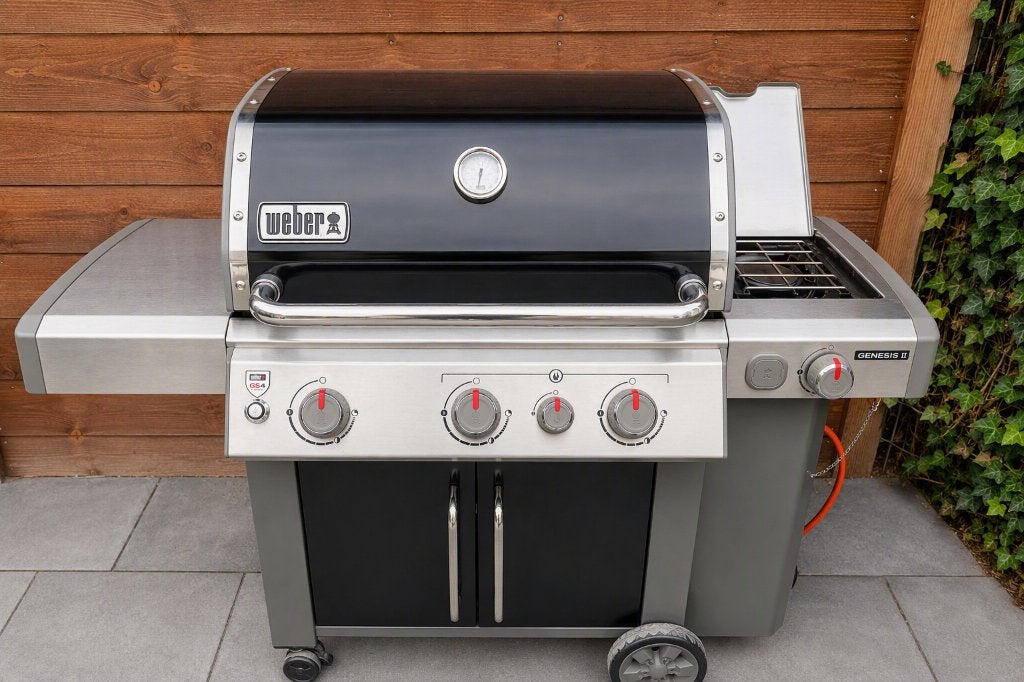 Gas-BBQ Weber Genesis II EP-335+ Kipspit+Motor, buitenkeuken, Ophalen, Zo goed als nieuw, WEBER BBQ