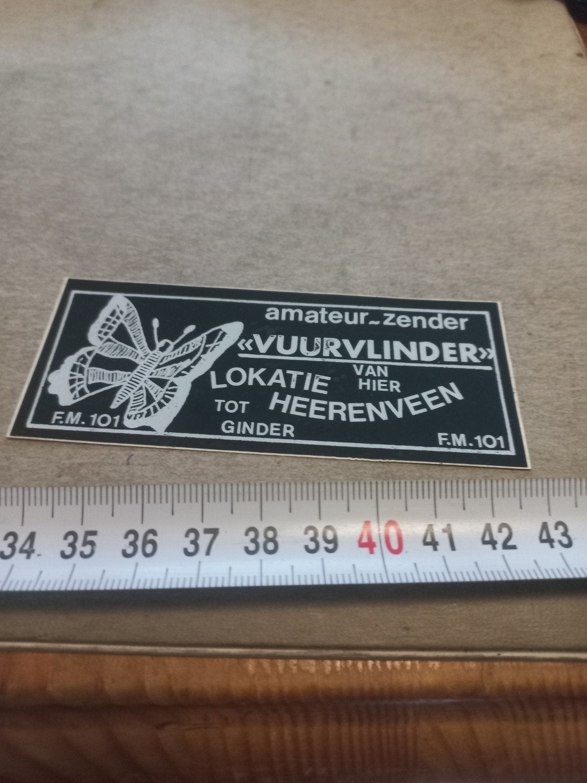 Vintage Amateur Zender "Vuurvlinder" Sticker, Ophalen of Verzenden, Gebruikt