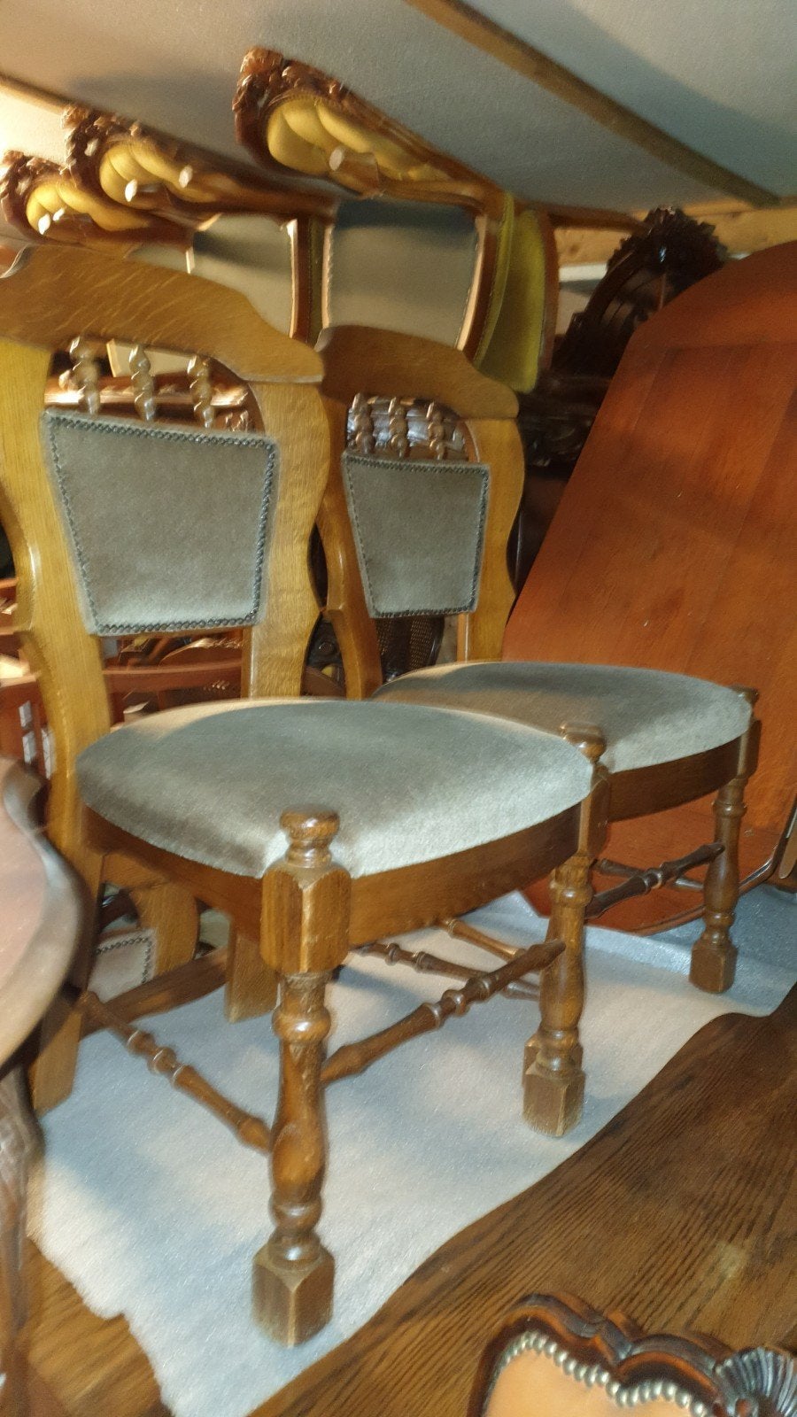 8 eiken eetkamer stoelen, Ophalen, Bruin, Vier