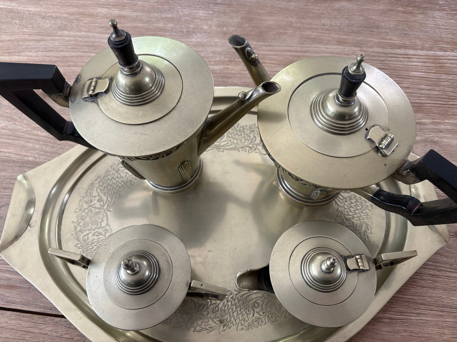 Art Deco United Standard verzilverd theeservies met dienblad, Ophalen of Verzenden