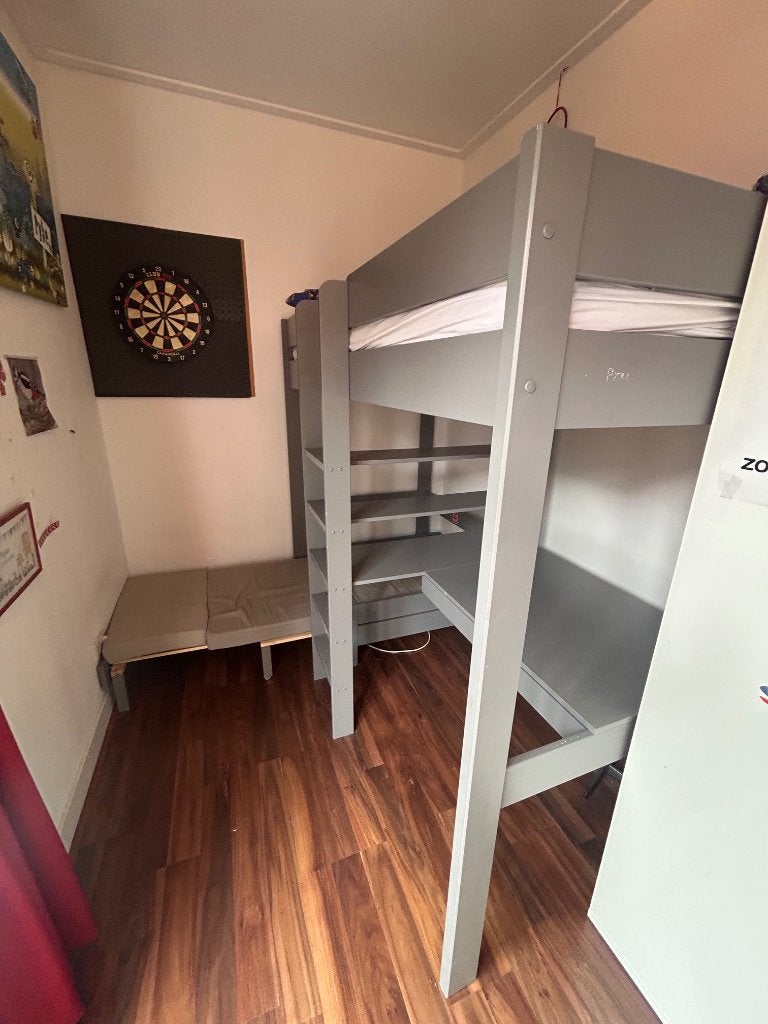 hoogslaper met bureau en extra bed, Huis en Inrichting, Slaapkamer | Stapelbedden en Hoogslapers, Ophalen, Gebruikt, Eenpersoons