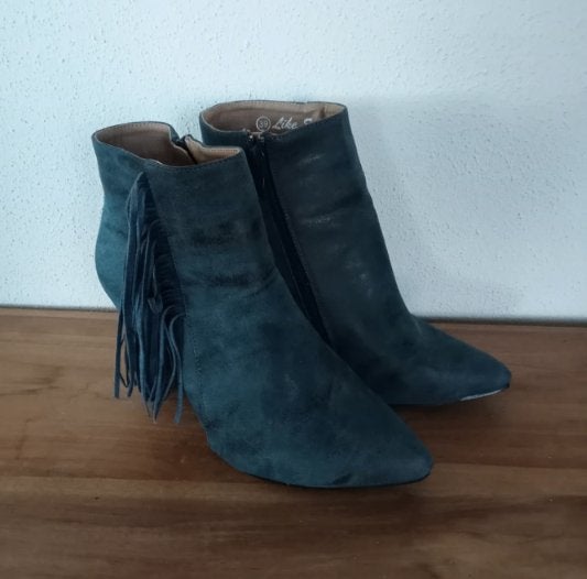 Blauwe franje enkel laarsjes maat 39, Lage of Enkellaarzen, Zo goed als nieuw, Verzenden, Blauw