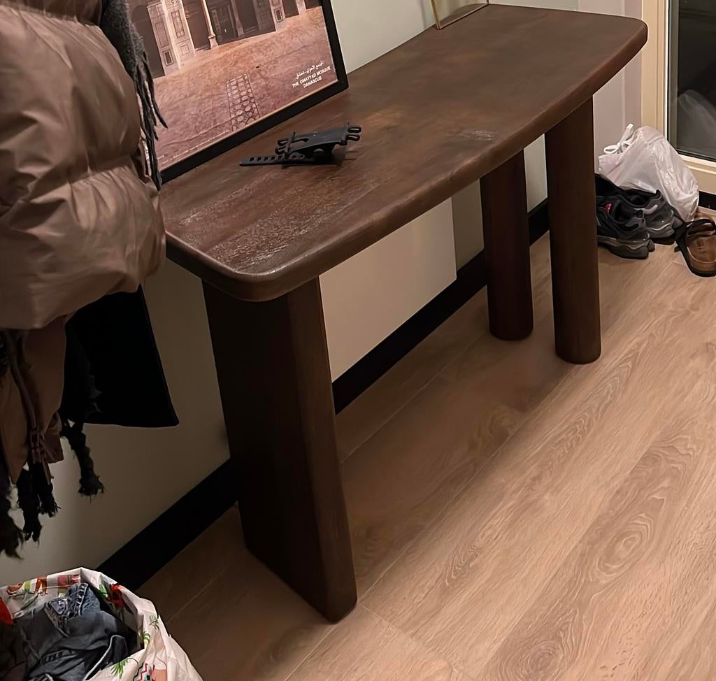 Sidetable haltafel Rumi van Gigameubel bruin mangohout, Ophalen, Nieuw, 25 tot 50 cm, Rechthoekig