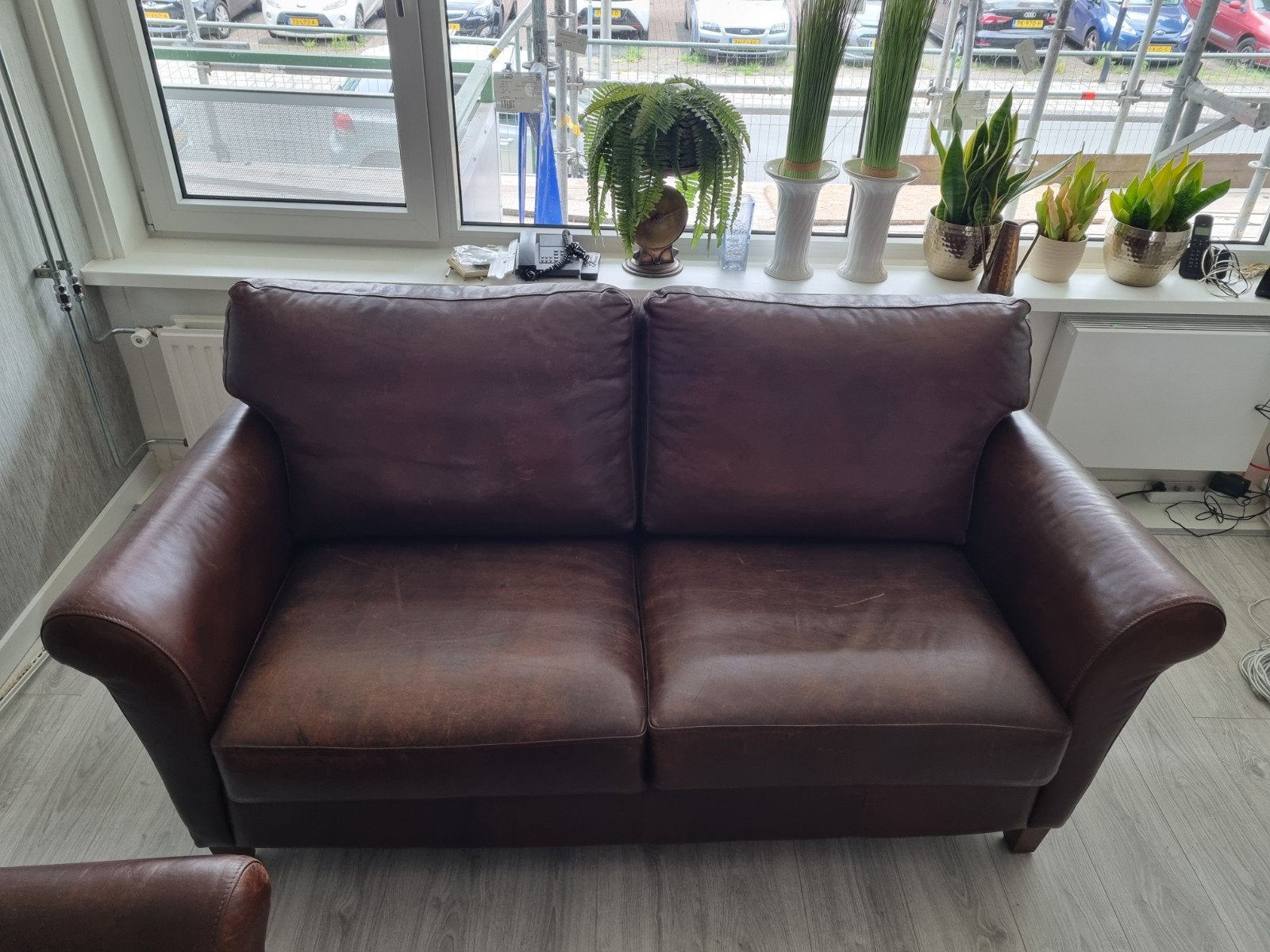 2 x 2,5 zits leren bankstel T.E.A.B., Ophalen, Gebruikt, 75 tot 100 cm, 150 tot 200 cm