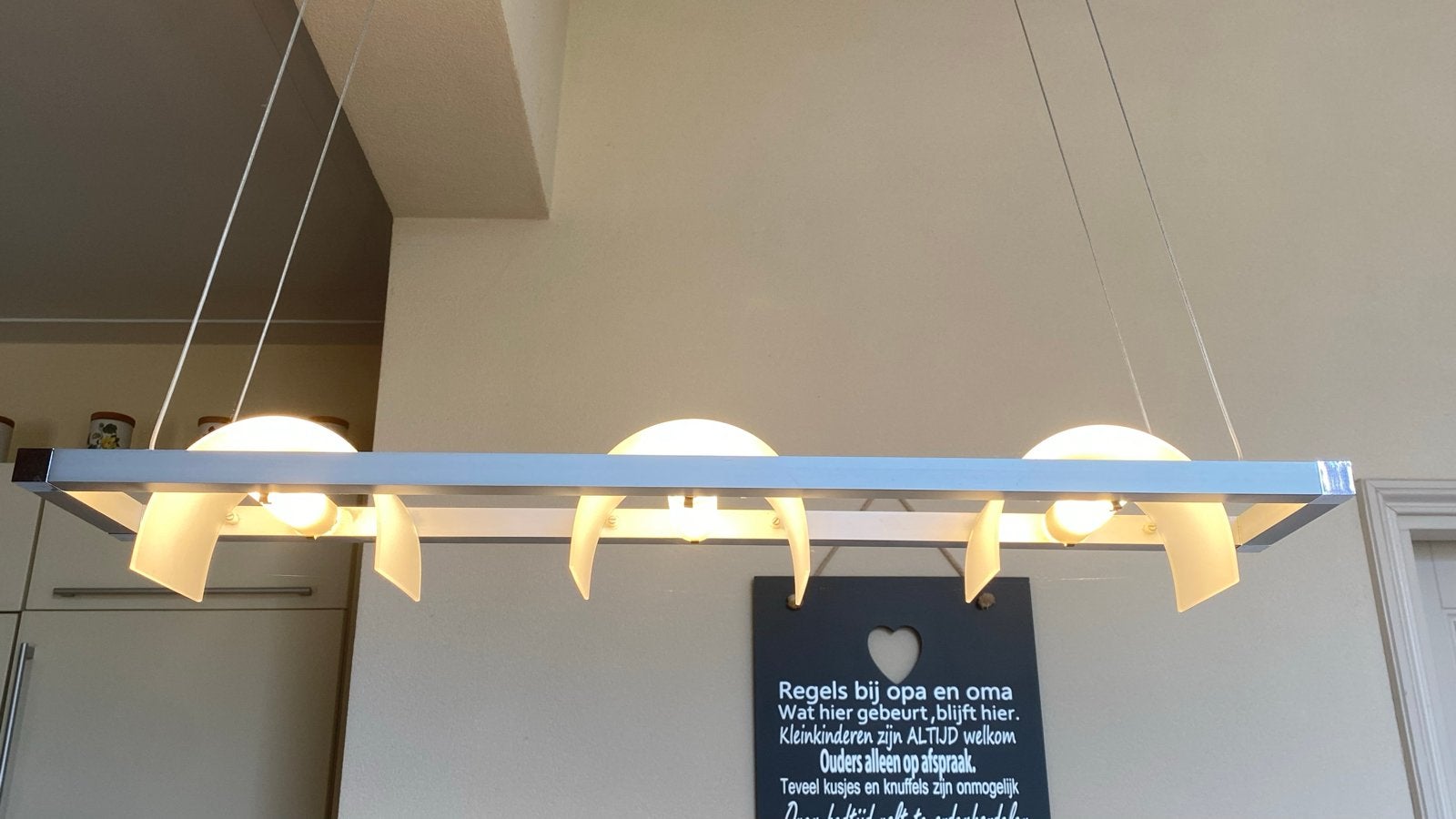 Moderne hanglamp met 3 lichtpunten - perfect voor eetkamer, Ophalen, Gebruikt, Metaal, Overige fittingen
