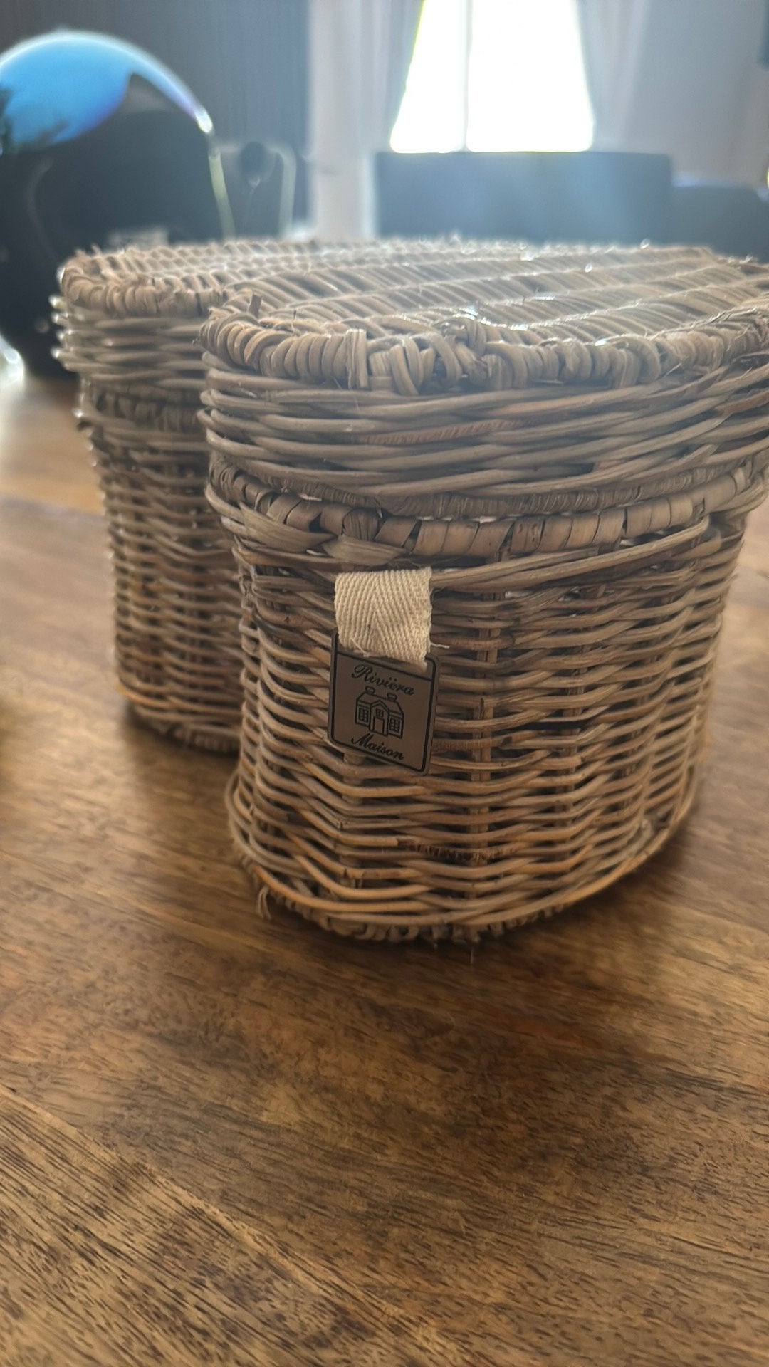 Riviera maison rattan hart mamdke, Ophalen of Verzenden, Zo goed als nieuw, Rond, Riet