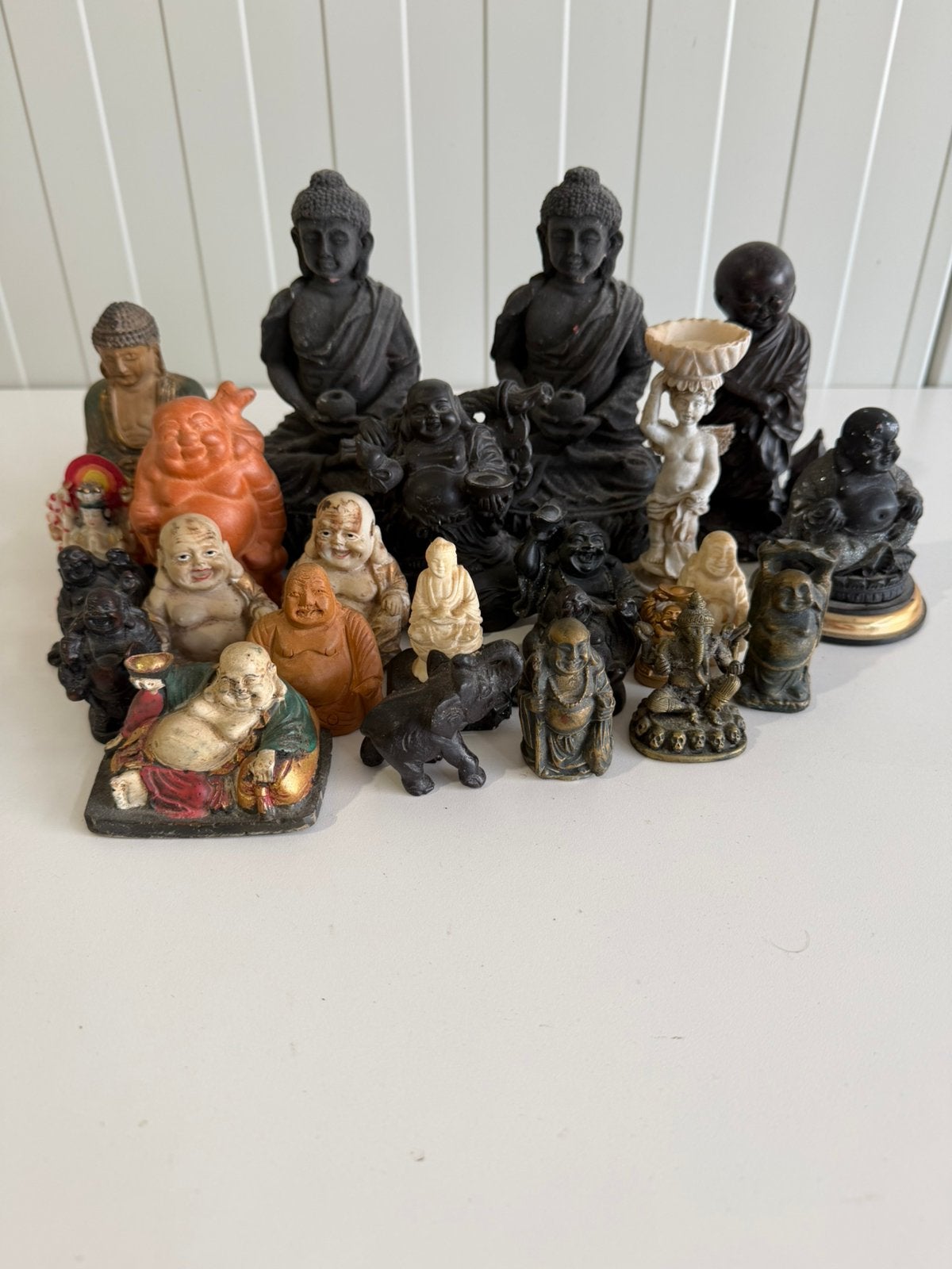 Verzameling mini Boeddha beeldjes, 15 cm, Massief, Ophalen of Verzenden, Zo goed als nieuw