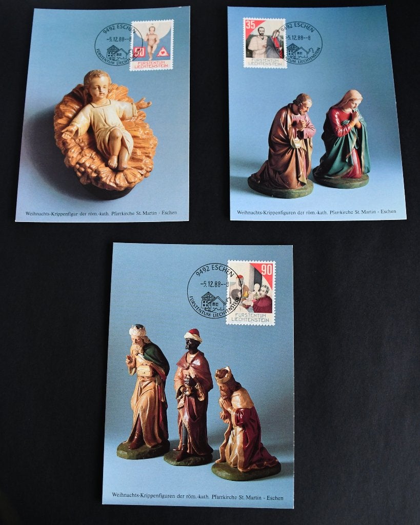 3 maximum ansichtLiechtenstein  Kerststal beelden, Ophalen of Verzenden, 1980 tot heden, Ongelopen, Feest(dag)