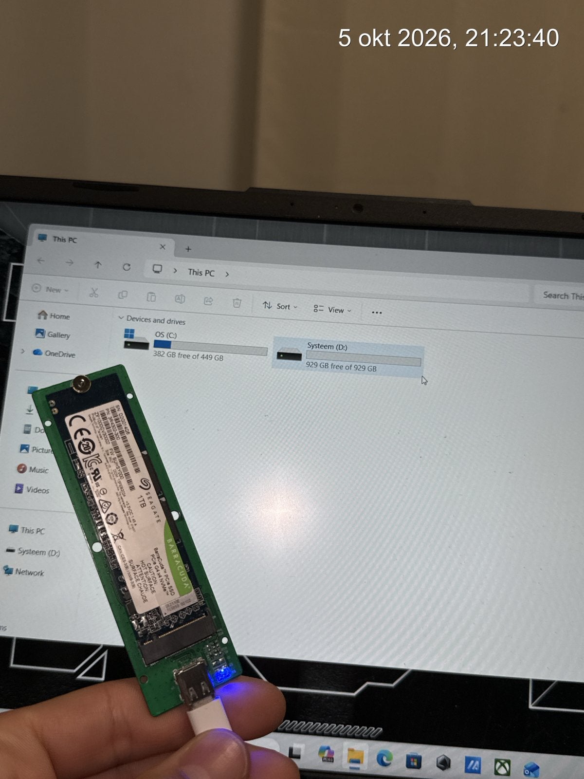 Seagate Barracuda 1TB PCIe Gen4 NVMe SSD (M.2), Intern, Server, Ophalen of Verzenden, Zo goed als nieuw