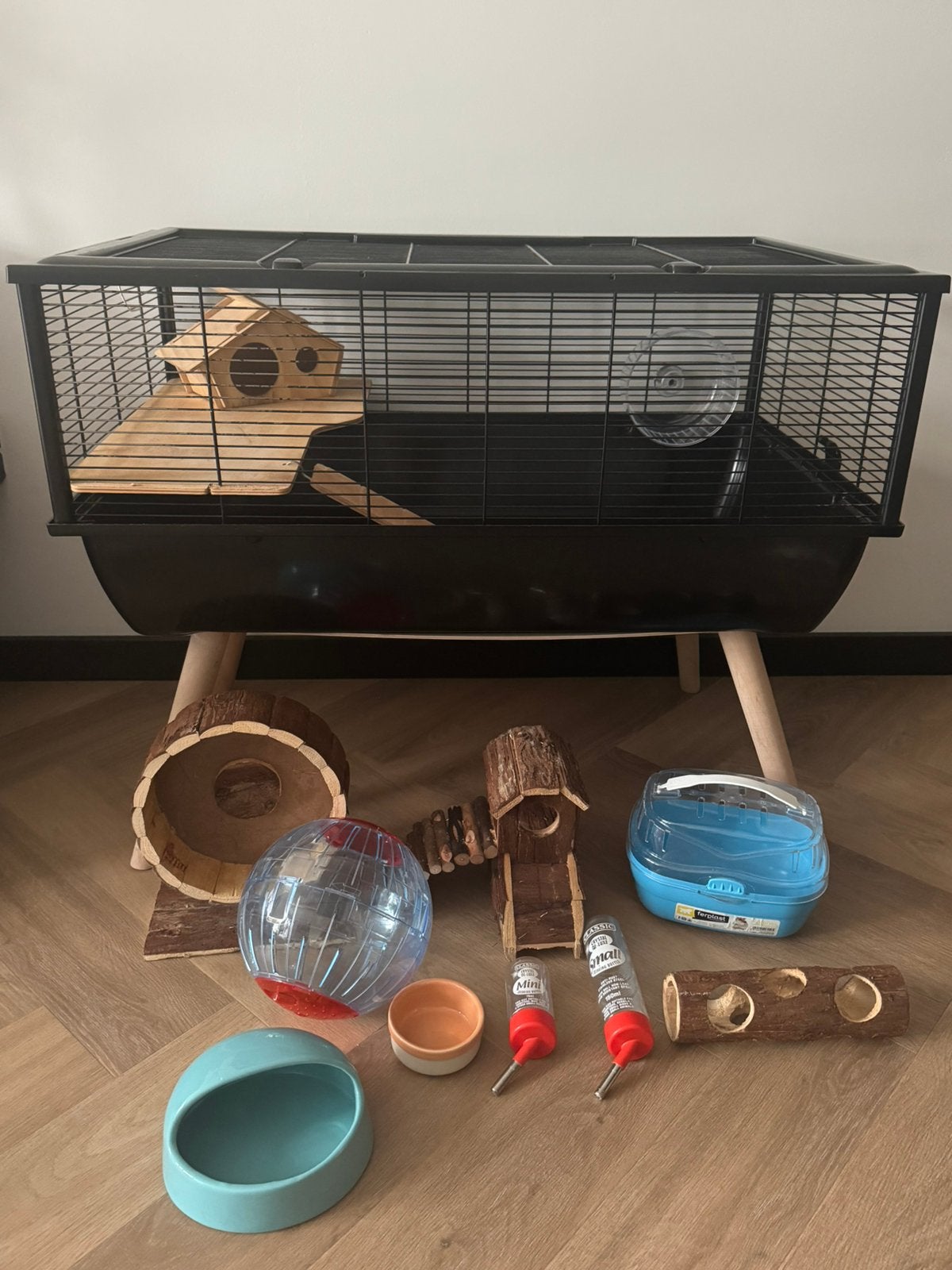 Zolux knaagdierkooi zwart incl. accessoires, Dieren en Toebehoren, Ophalen, Kooi, Gebruikt, 60 tot 90 cm