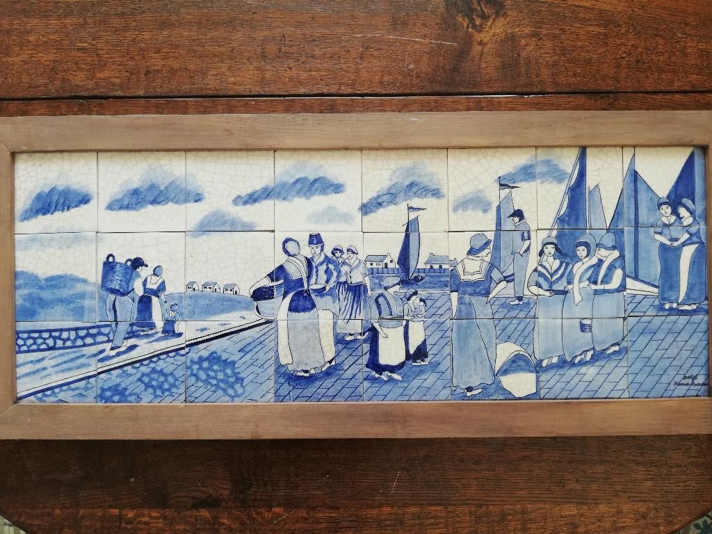 Tegelpaneel 24 tegels, 86,5 x 36,5 cm Delft Hand painted, Ophalen