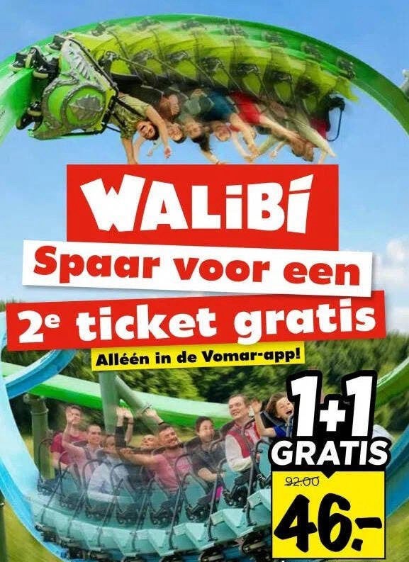 1+1 walibi ticket, Twee personen, Kortingskaart