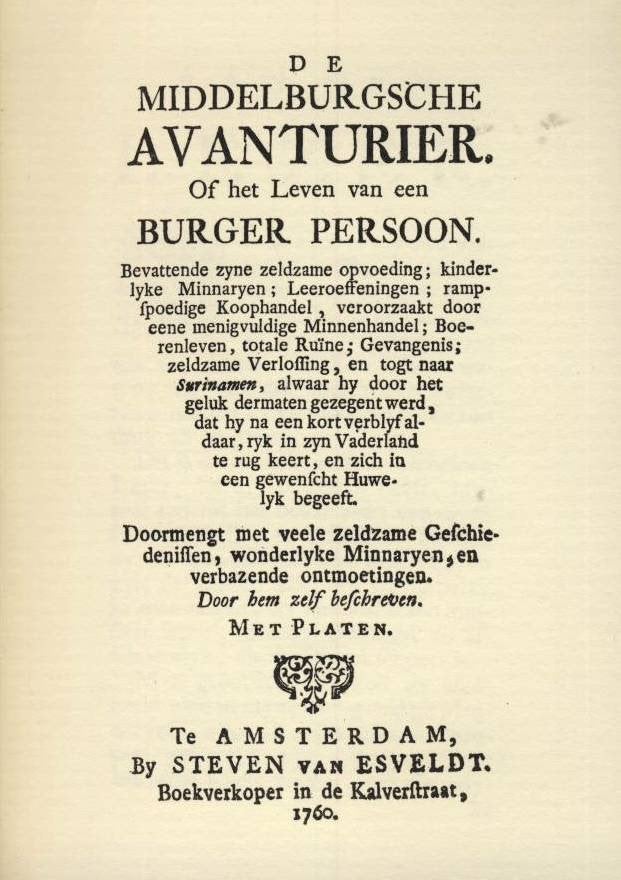 De Middelburgsche Avanturier - Herdruk uit 1760, Ophalen of Verzenden, 17e en 18e eeuw, Gelezen