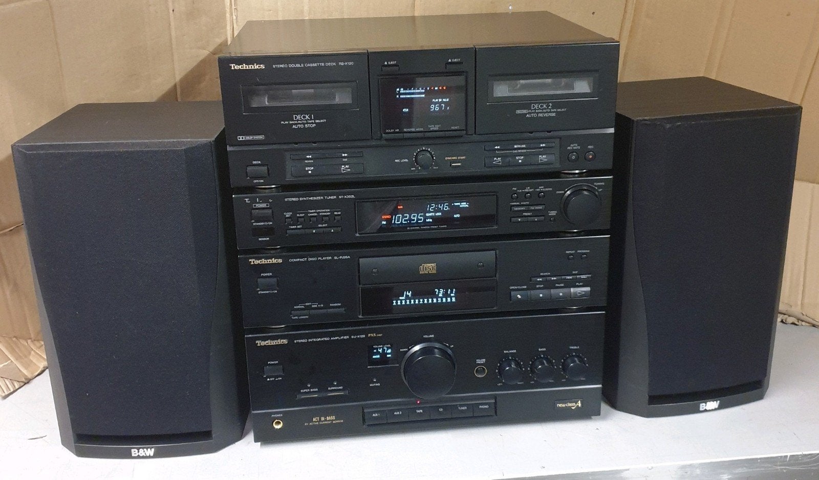 Technics set 4 delig su-x serie + b&w dm-302 speakers, Ophalen