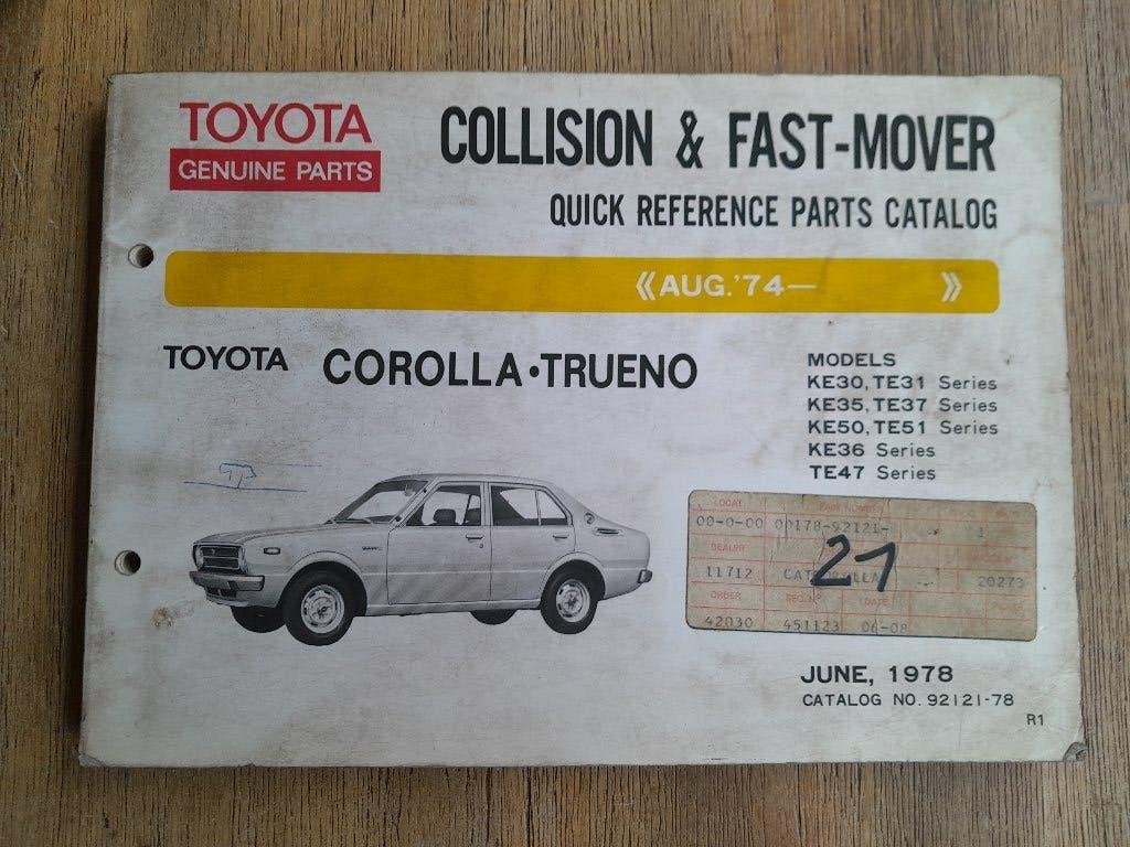 ONDERDELEN CATALOGUS - ORIGINEEL - TOYOTA COROLLA KE en TE, Verzenden
