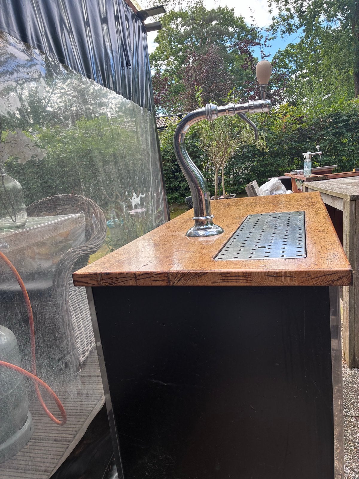 Mobiele tapinstallatie met houten barblad, watergekoeld!, Witgoed en Apparatuur, Thuistaps, Ophalen, Gebruikt