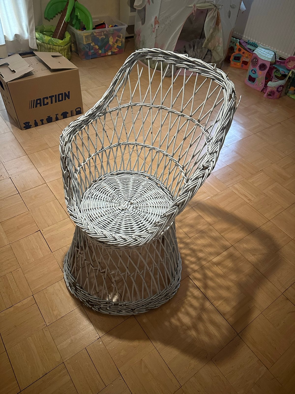 Vintage rieten rotan stoel - Hippie vibe, Gebruikt, Riet of Rotan, Ophalen of Verzenden, Eén