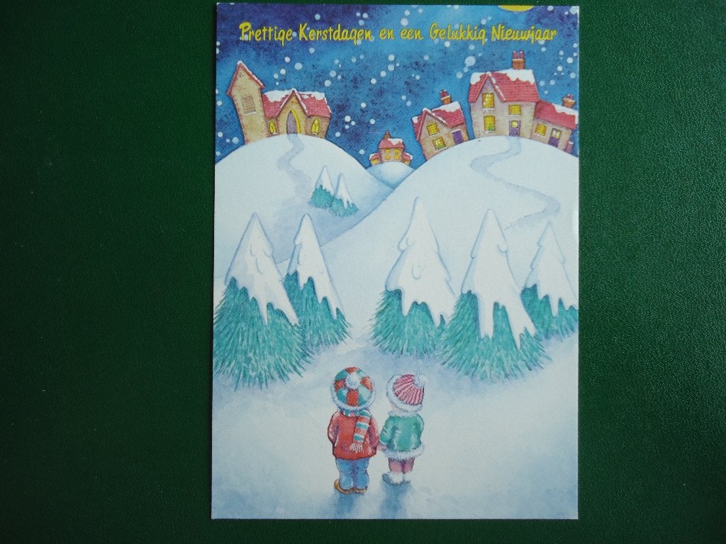 (194) Kinderkaart: Samen in de sneeuw staan, Verzenden, 1980 tot heden, Gelopen, Kinderen