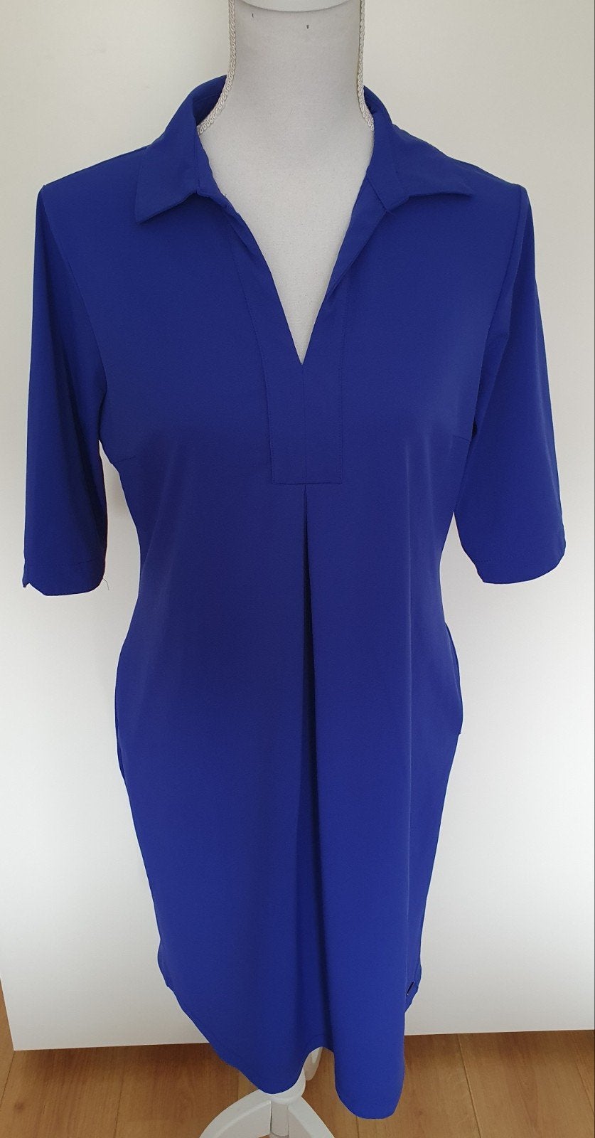 Aime balance nikki dress blauwe travelstof jurk maat M., Maat 38/40 (M), Blauw, Ophalen of Verzenden, Zo goed als nieuw