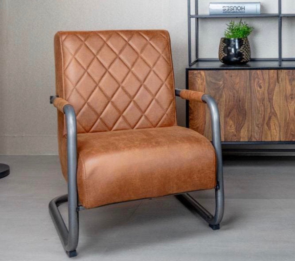 Cognac kleurige fauteuil als nieuw!, Ophalen, Zo goed als nieuw, 75 tot 100 cm, 50 tot 75 cm